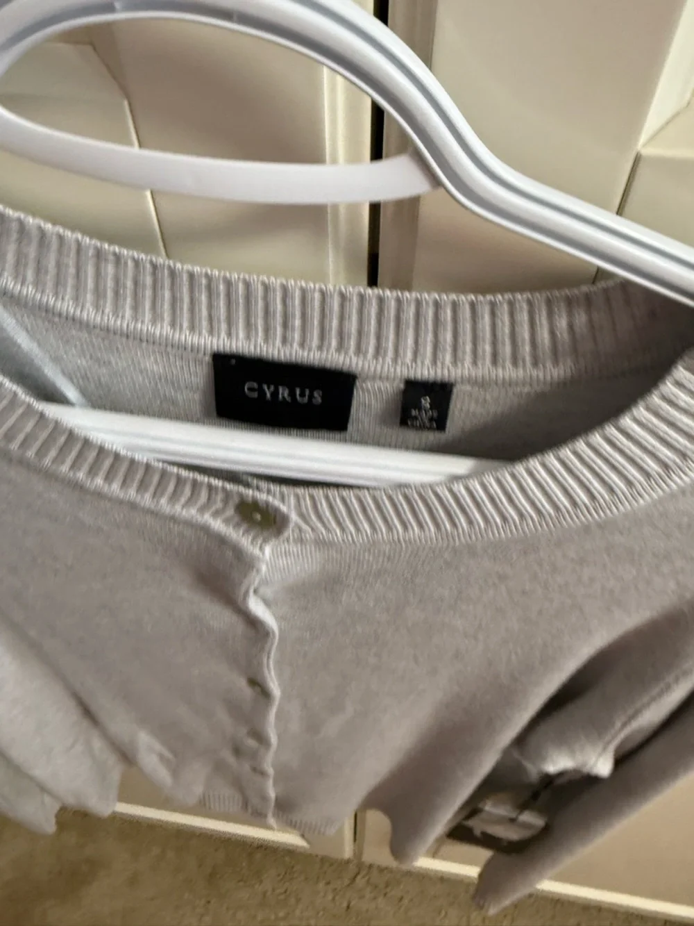Cyrus Soft Light Gray Crewneck Button Cardigan - Picture 2 of 4